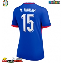 Camisa de Futebol França Marcus Thuram #15 Equipamento Principal Mulheres Europeu 2024 Manga Curta